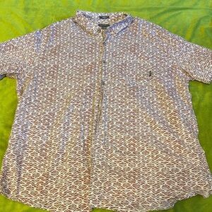 Men’s Eddie Bauer Short Sleeve Button-Up Sz 2XL White with Red Print